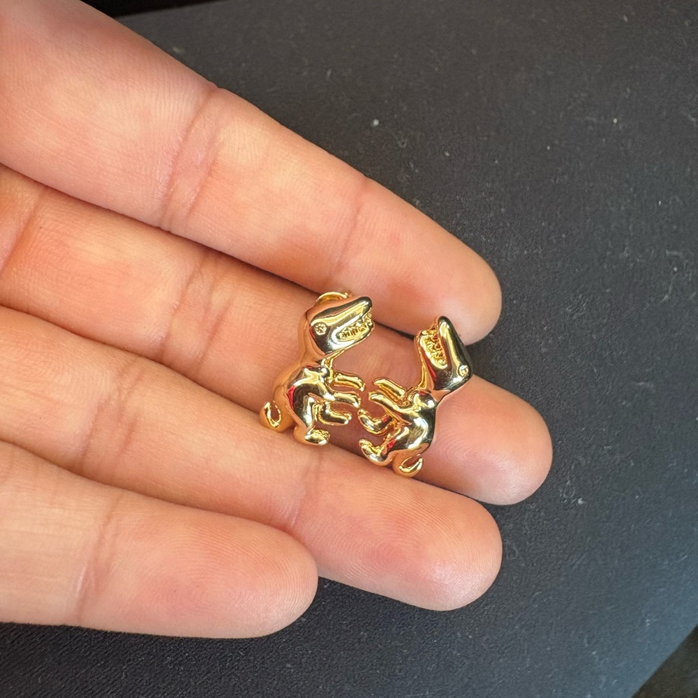 Coach Gold Dinosaur Earrings